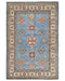 4x6 Blue Kuba Afghan Hand Knotted Wool Area Rug
